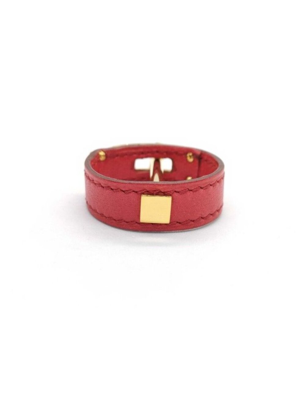 Hermes Scarf Ring Kelly Gold Red Leather - Picture 3 of 10
